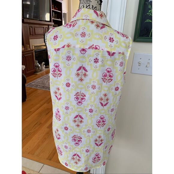 ANN TAYLOR Tile Print Sleeveless Shirt - Picture 5 of 9